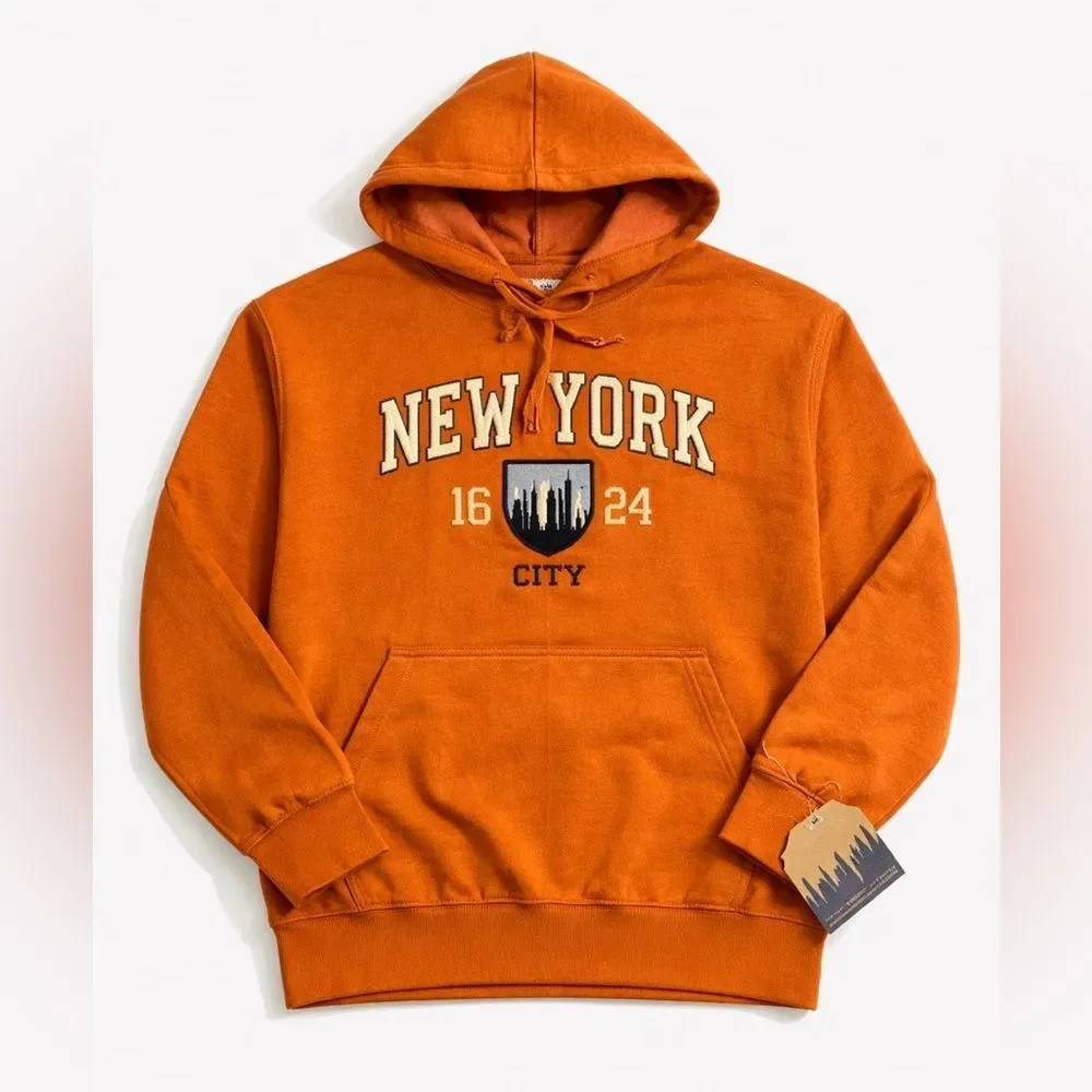 New York City Orange Pullover Hoodie unisex Sz Medium NWT